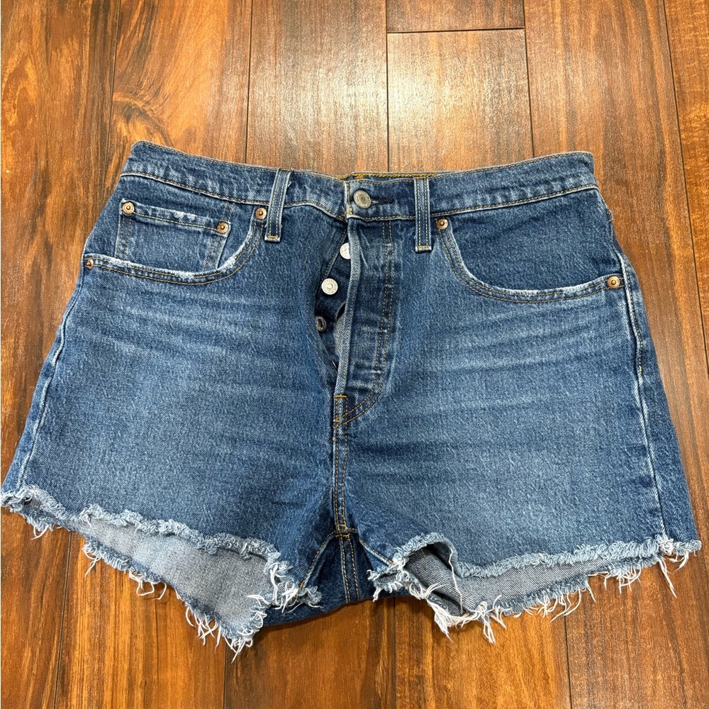 Levi's Blue Distressed Jean Shorts